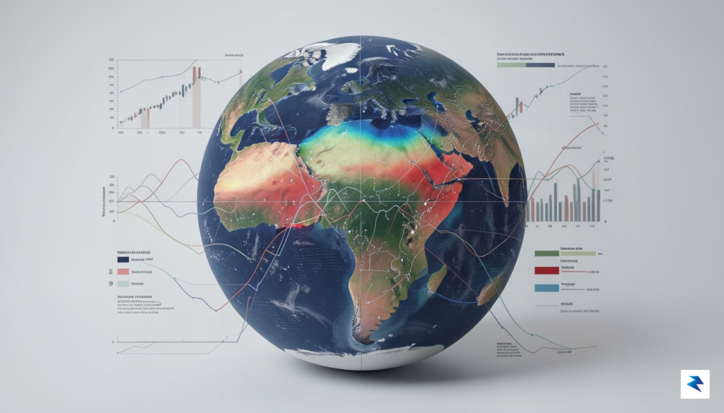 A complex digital visualization of a globe showing heat map&hellip;
