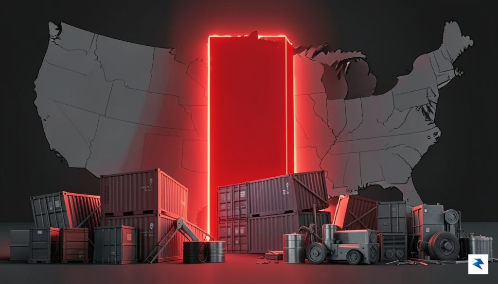 A conceptual digital illustration showing a heavy, glowing red barrier&hellip;