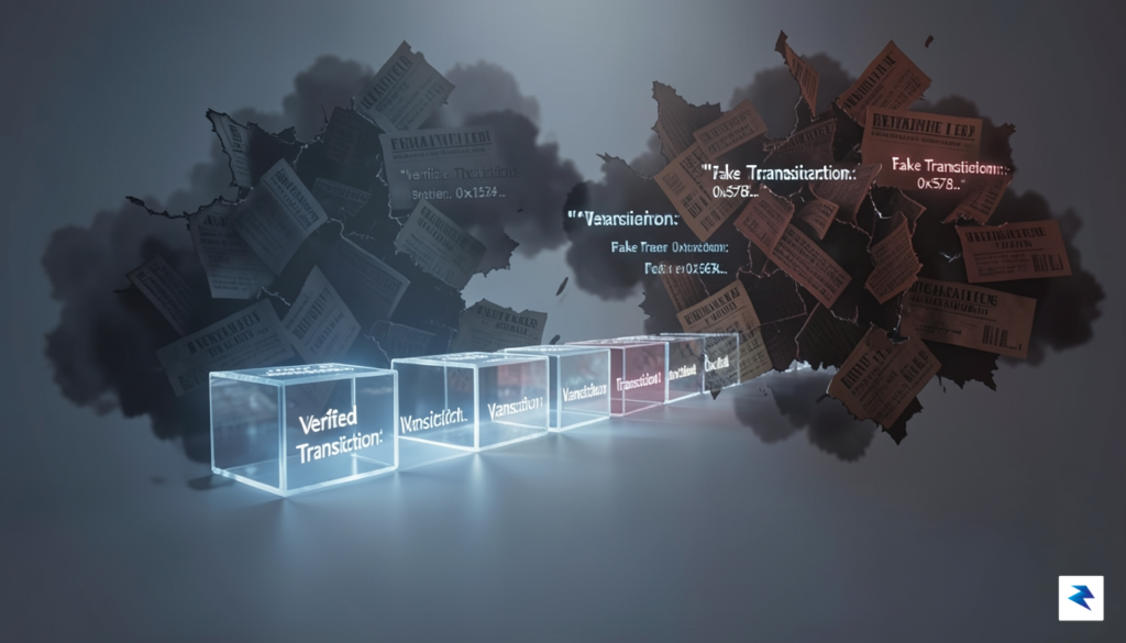 A digital conceptualization of a transparent blockchain network showing clear,&hellip;