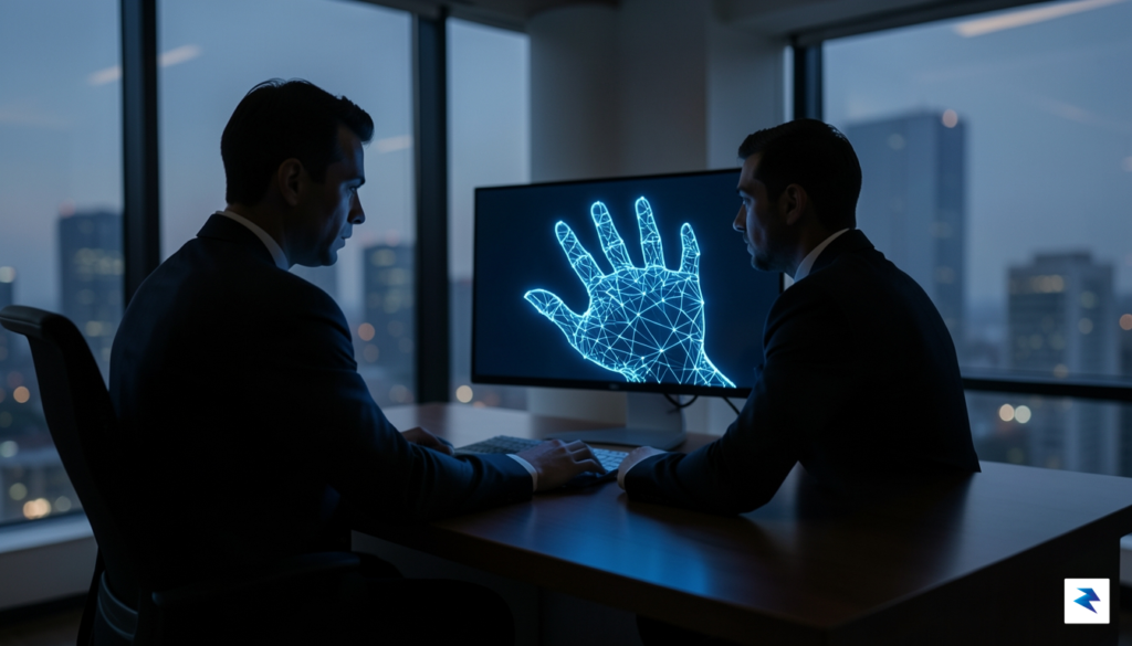 A silhouette of a professional sitting at a desk, looking&hellip;