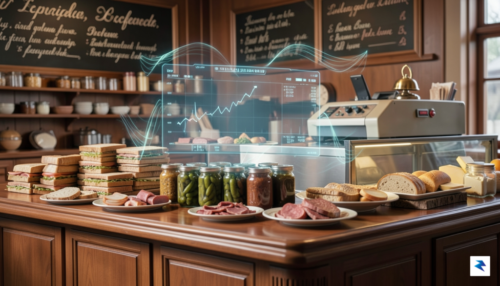 A stylized image showing a traditional deli counter with a&hellip;