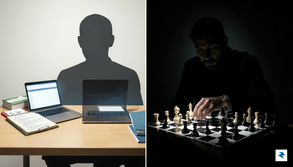 A conceptual illustration showing a digital human silhouette split down&hellip;