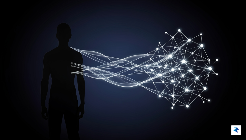 A conceptual digital illustration showing a human silhouette connected by&hellip;