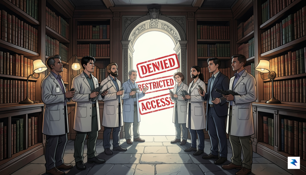 A conceptual illustration showing a group of diverse researchers standing&hellip;