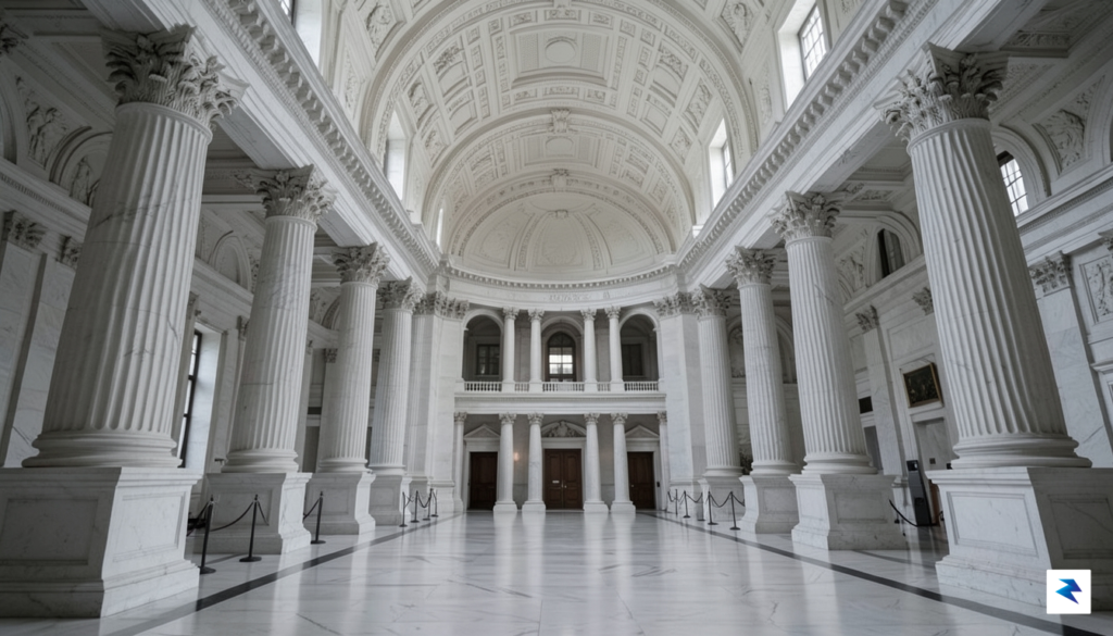 A wide-angle shot of the U.S. Capitol building interior, capturing&hellip;