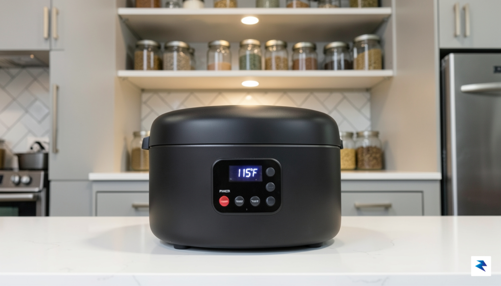 A close-up shot of an energy-efficient food dehydrator displaying a&hellip;