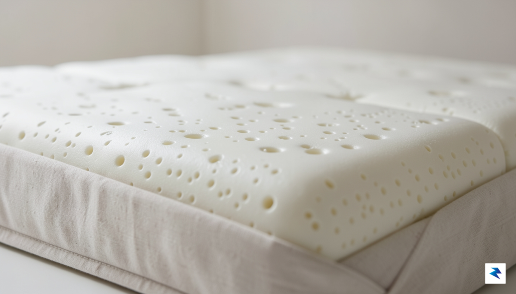 A close-up studio shot of a high-quality, creamy-white natural latex&hellip;