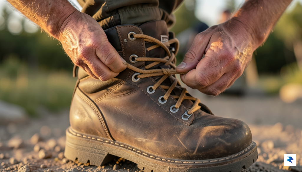 A close-up, high-detail photograph of a hiker&rsquo;s hands performing a&hellip;