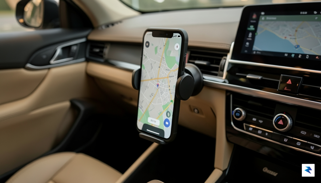 A sleek, modern MagSafe car mount attached to an air&hellip;
