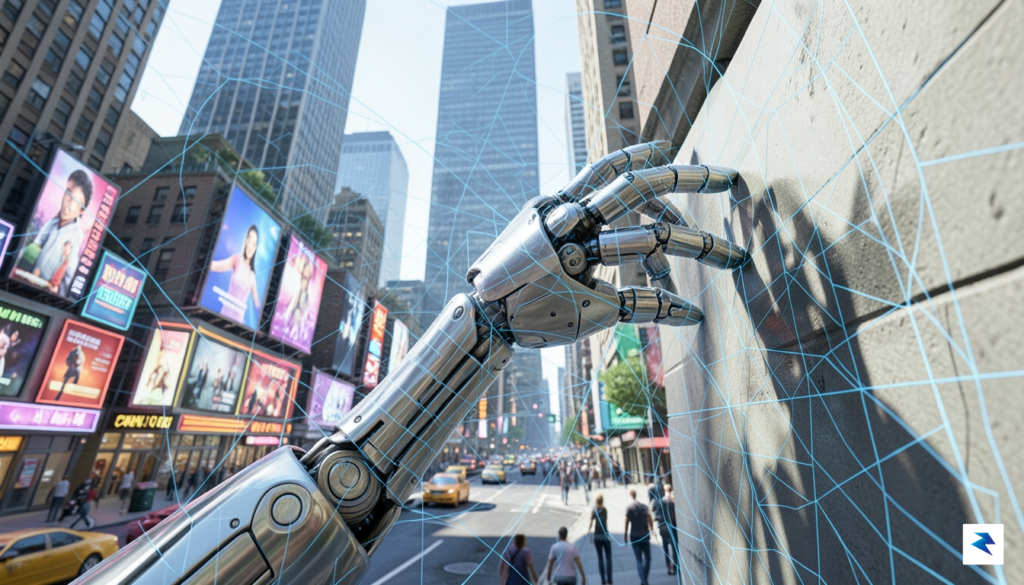 A conceptual digital visualization showing a robotic hand reaching into&hellip;