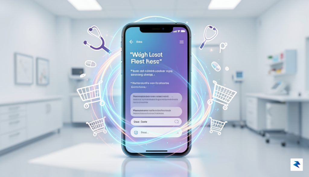 A conceptual digital illustration showing a glowing smartphone screen displaying…