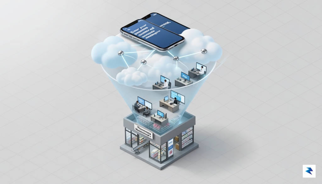 A clean, isometric 3D graphic showing a digital funnel where…