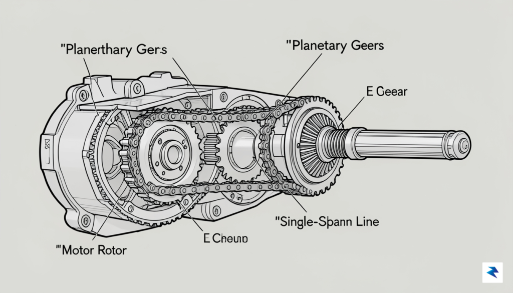 A detailed, high-resolution cutaway diagram of an integrated Motor Gearbox&hellip;