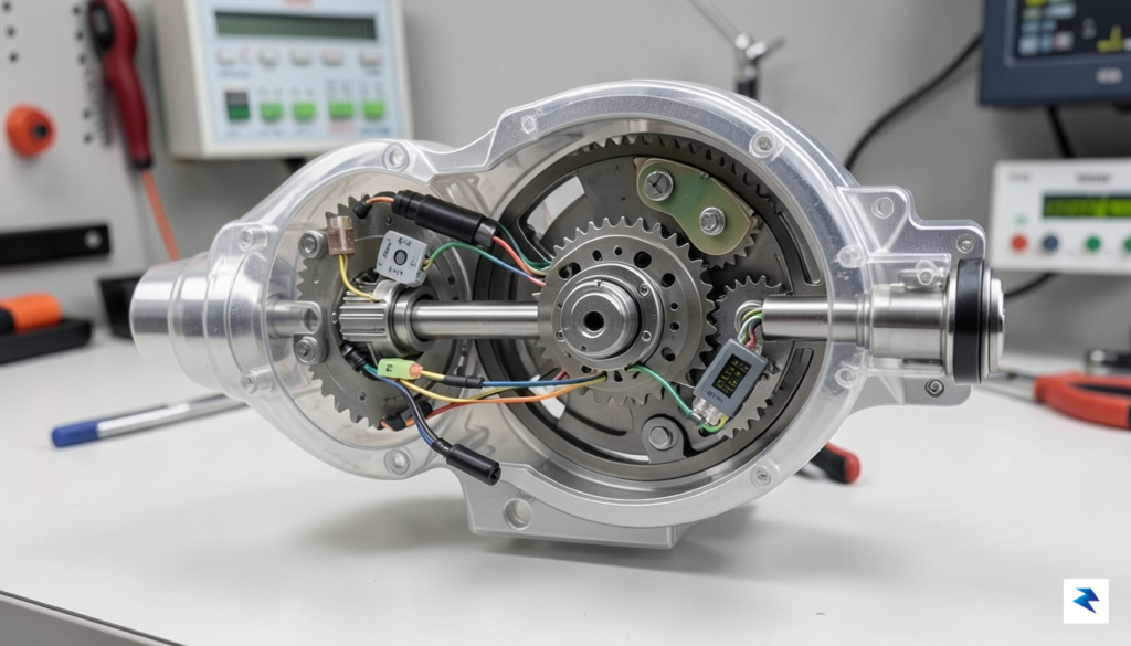 A detailed technical 3D cutaway view of an integrated e-bike&hellip;