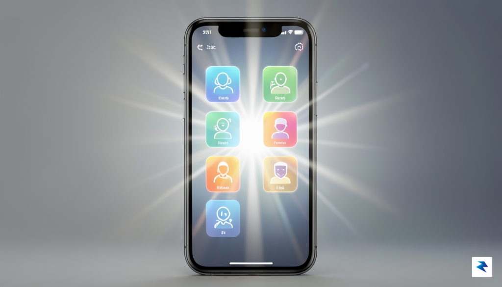 A conceptual digital illustration showing a mobile phone screen displaying…