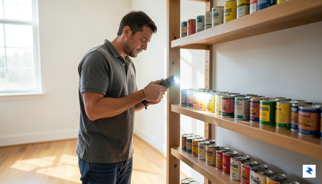 A person standing in a brightly lit room, methodically checking…