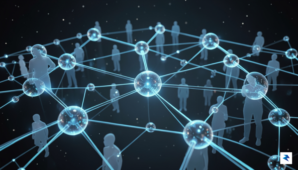A close-up, high-tech visualization of a diverse network of interconnected&hellip;