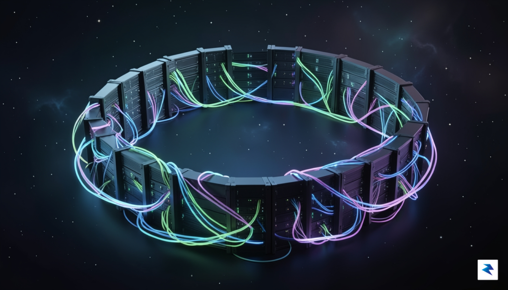 A conceptual digital illustration showing a complex network of glowing&hellip;