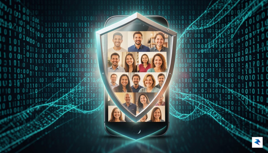 A digital security concept illustration showing a glowing shield protecting&hellip;