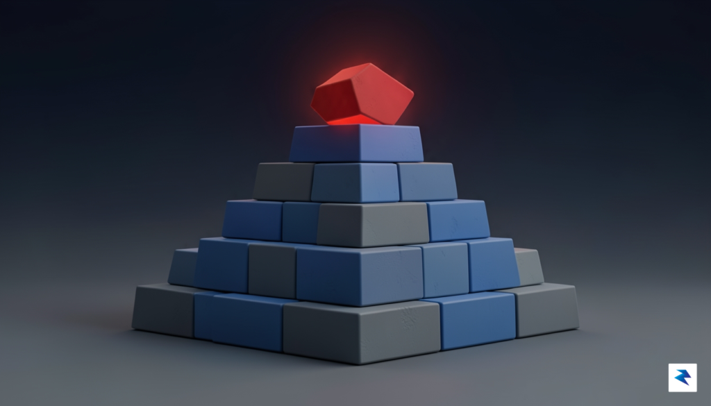 A conceptual digital illustration showing a stable, wide-based pyramid representing&hellip;