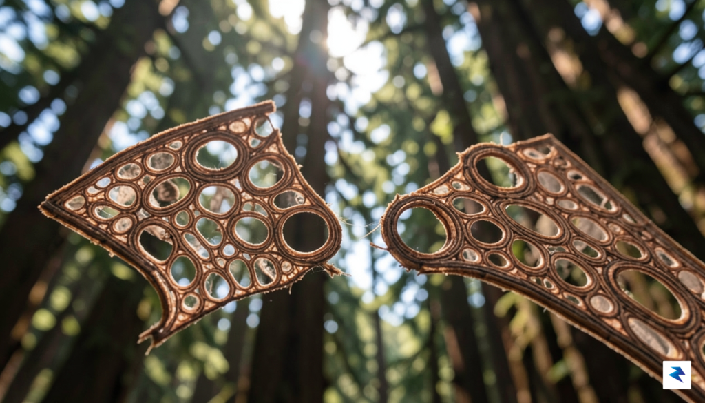 A cross-section microscopic view of redwood tree xylem cells showing…