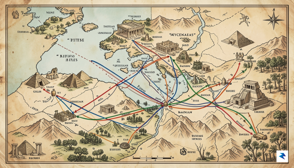 A detailed map illustrating the interconnected trade routes and major&hellip;