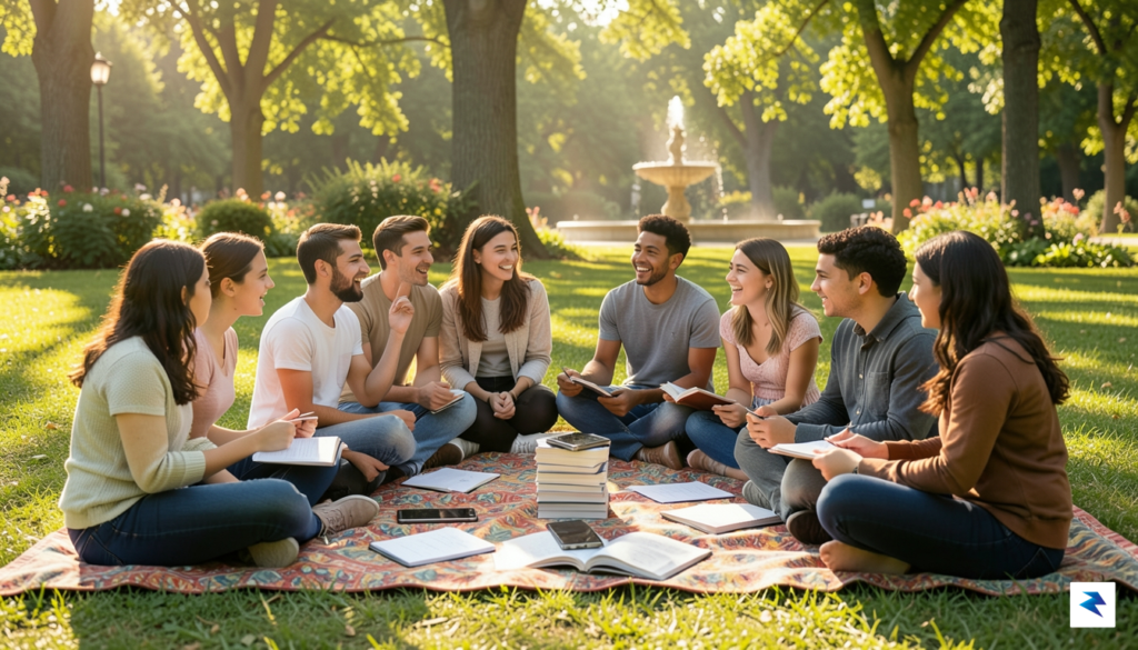 A photograph of a diverse group of young people sitting&hellip;