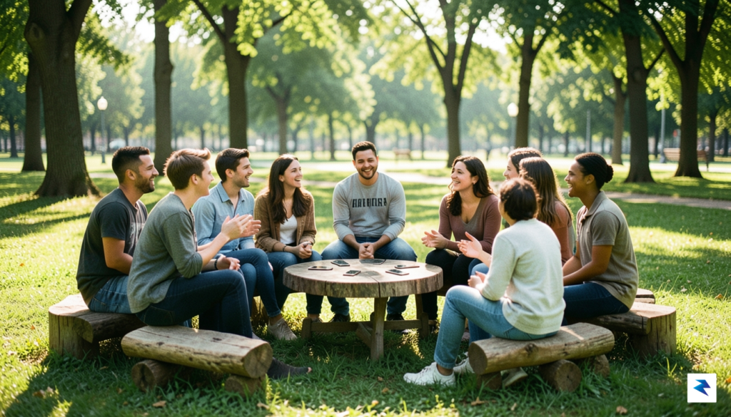 A candid, atmospheric shot of a diverse group of young&hellip;