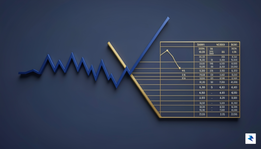 A sleek, professional digital graphic showing a fluctuating Bitcoin price…