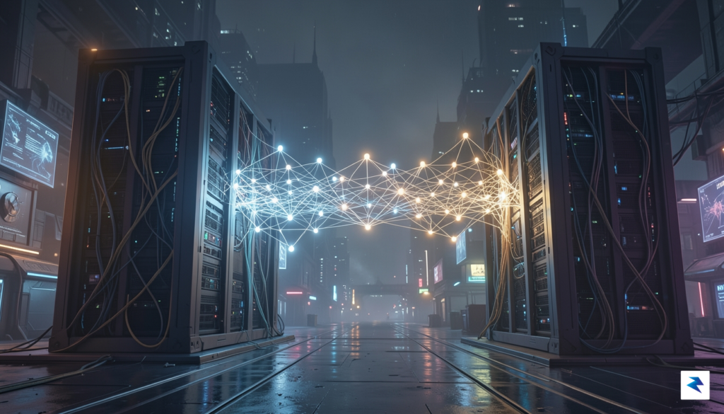 A digital art representation of interconnected glowing nodes and neural&hellip;