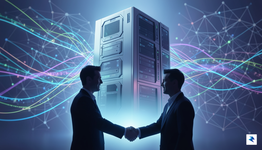 A visually striking representation of a massive, glowing supercomputer, possibly&hellip;