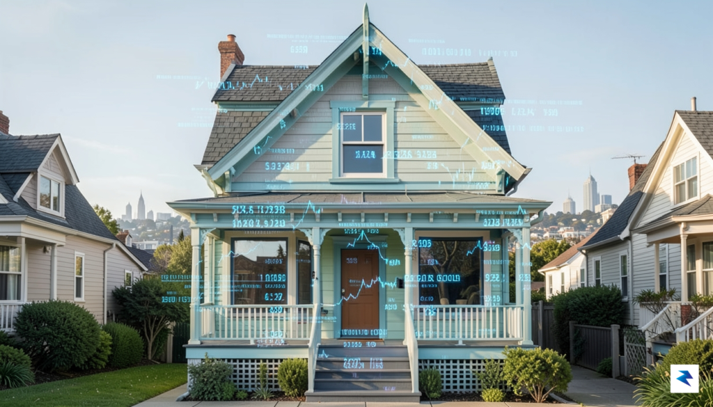 A modern, minimalist San Francisco Victorian home exterior with a…