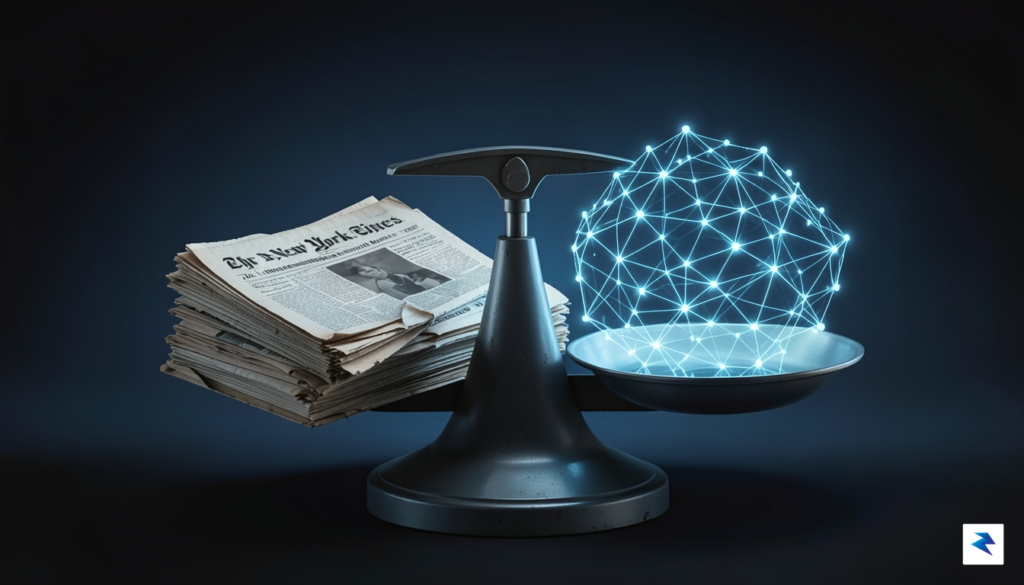 A conceptual illustration showing a digital scale balancing a stack…