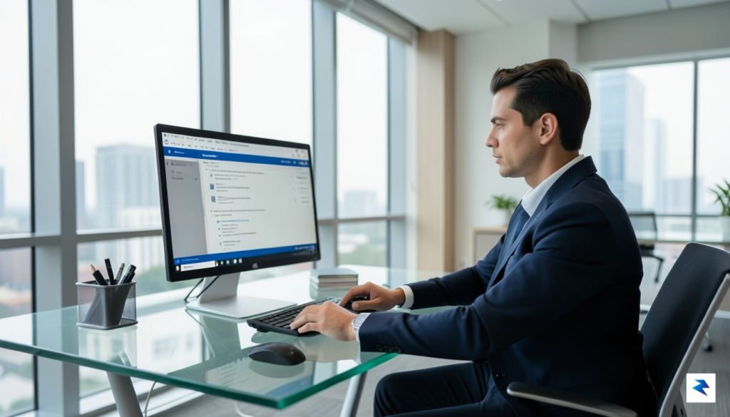 A modern, minimalist office environment with a professional human resources…