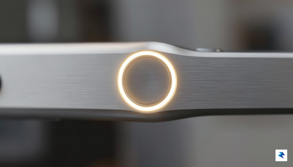 A conceptual close-up shot of a sleek smartphone camera bar&hellip;
