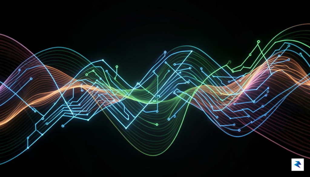 A conceptual digital art piece showing a blend of glowing…