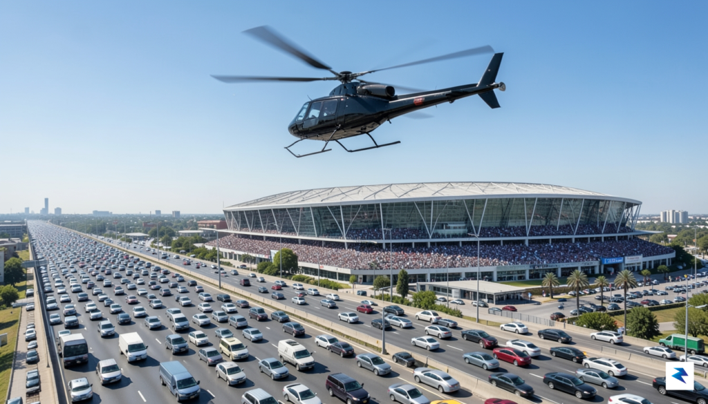 An aerial view showing a massive traffic jam on a&hellip;