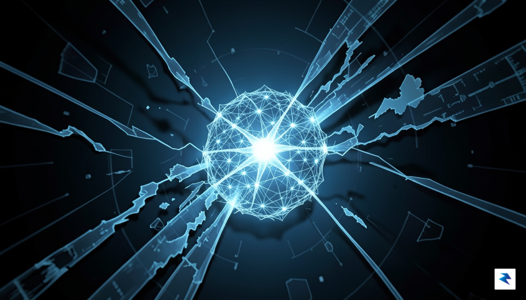 A conceptual digital illustration showing a glowing neural network node…