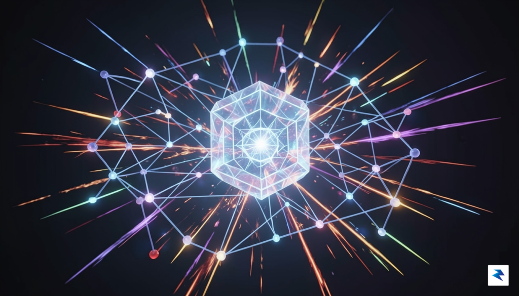 A digital, abstract visualization of a glowing, interconnected financial network&hellip;