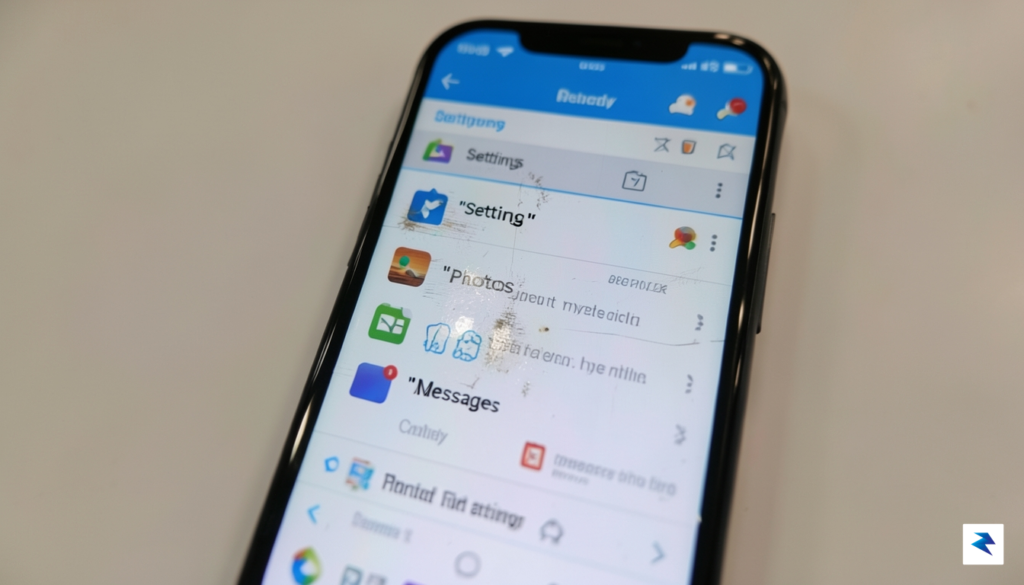 A close-up shot of a smartphone screen displaying a cluttered,&hellip;
