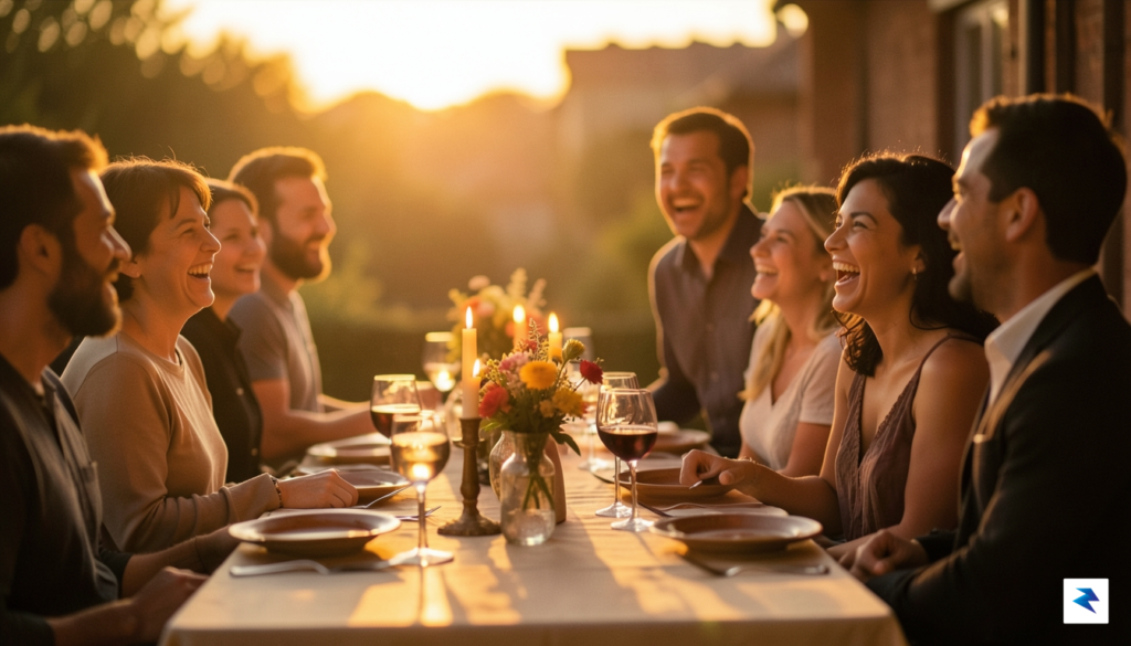 A warm, cinematic shot of a person laughing during a&hellip;