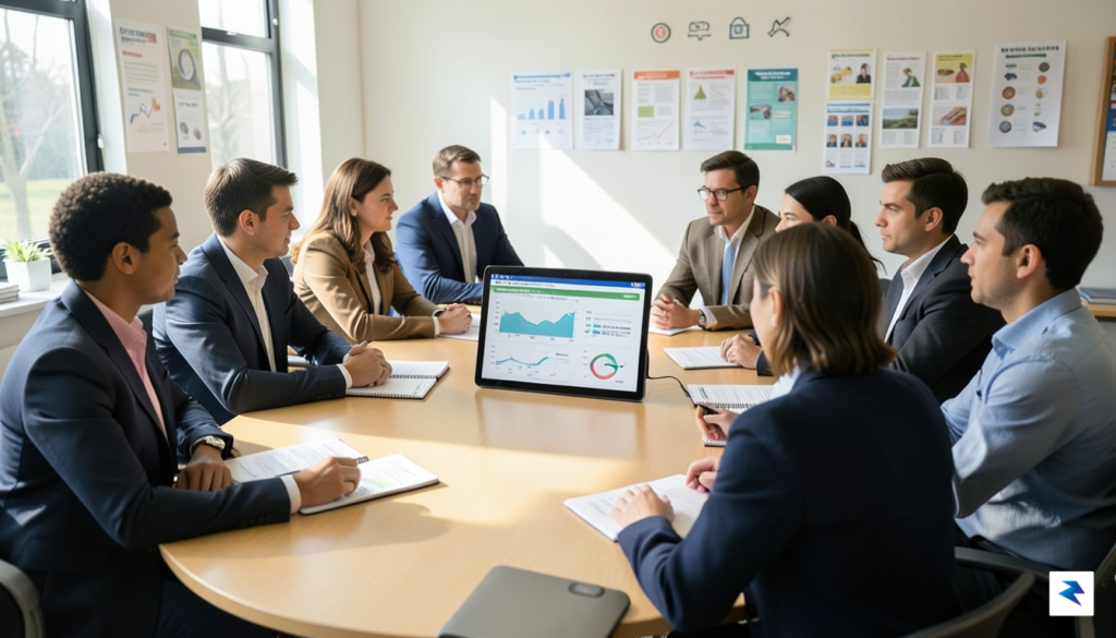 A diverse group of teachers and policymakers sitting around a&hellip;