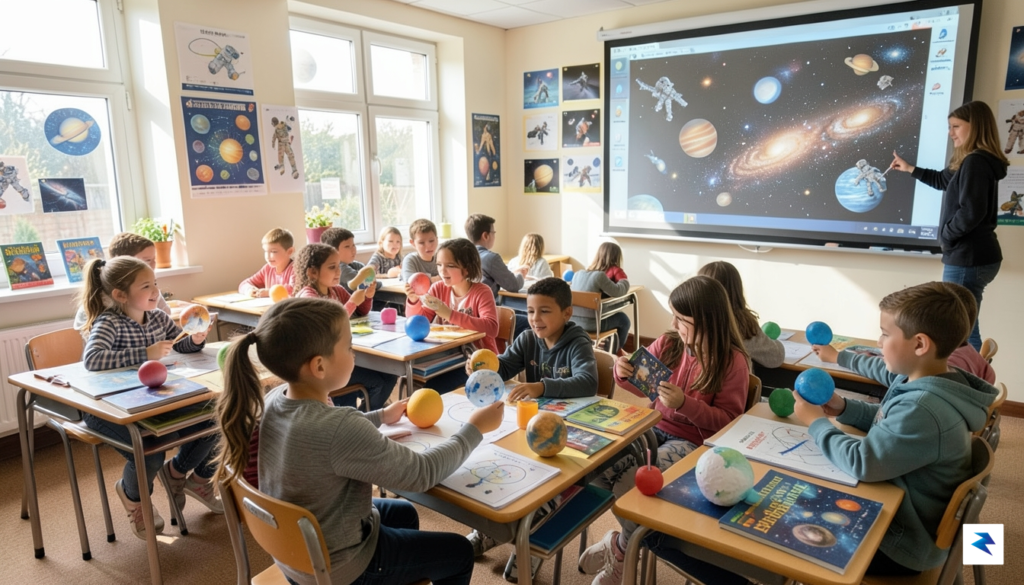A classroom scene showing a diverse group of elementary students&hellip;