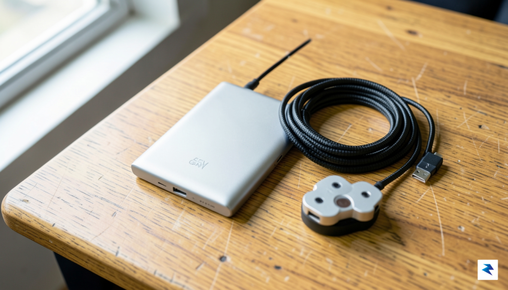 A high-quality, flat-lay photograph of a student's backpack contents spread…