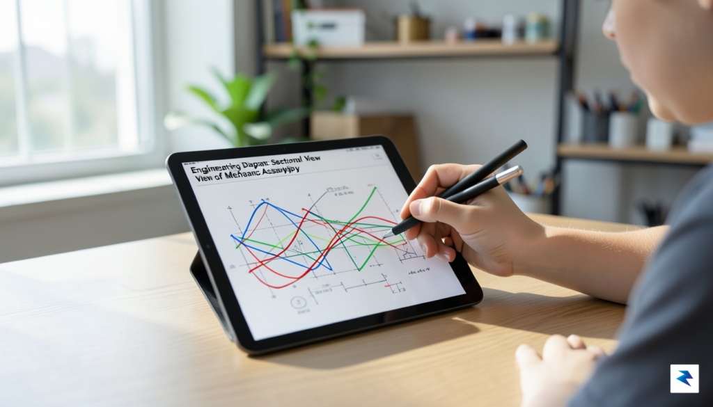 A student using a stylus on a high-refresh-rate tablet to…