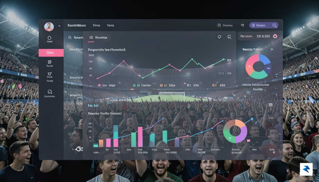 A sleek, modern digital marketing dashboard showing real-time fan engagement&hellip;