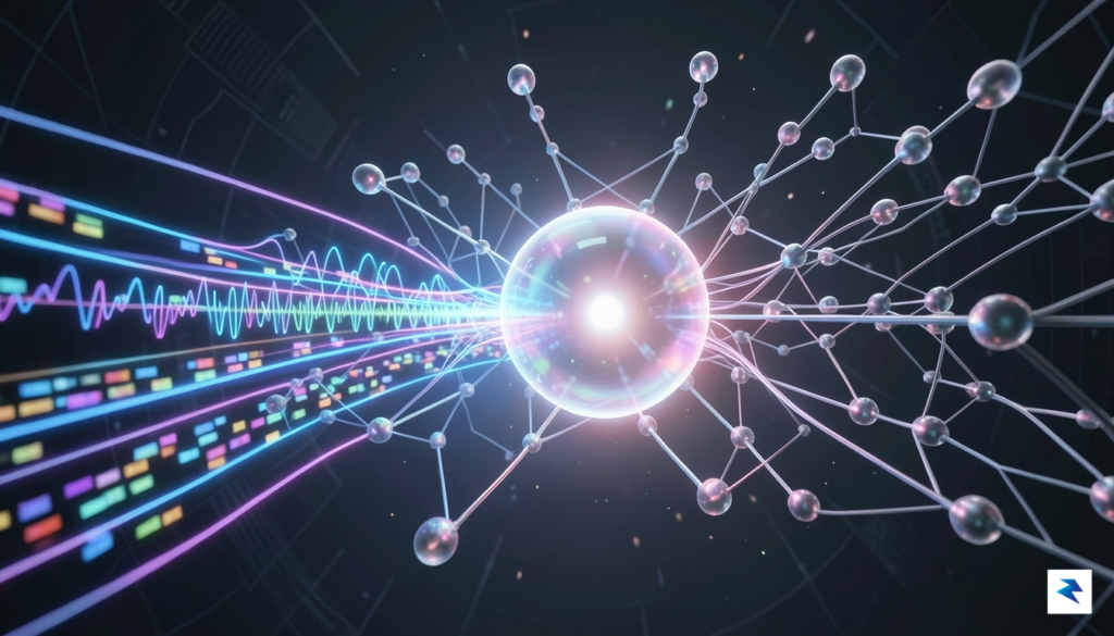 A conceptual 3D visualization of a neural network layer where&hellip;
