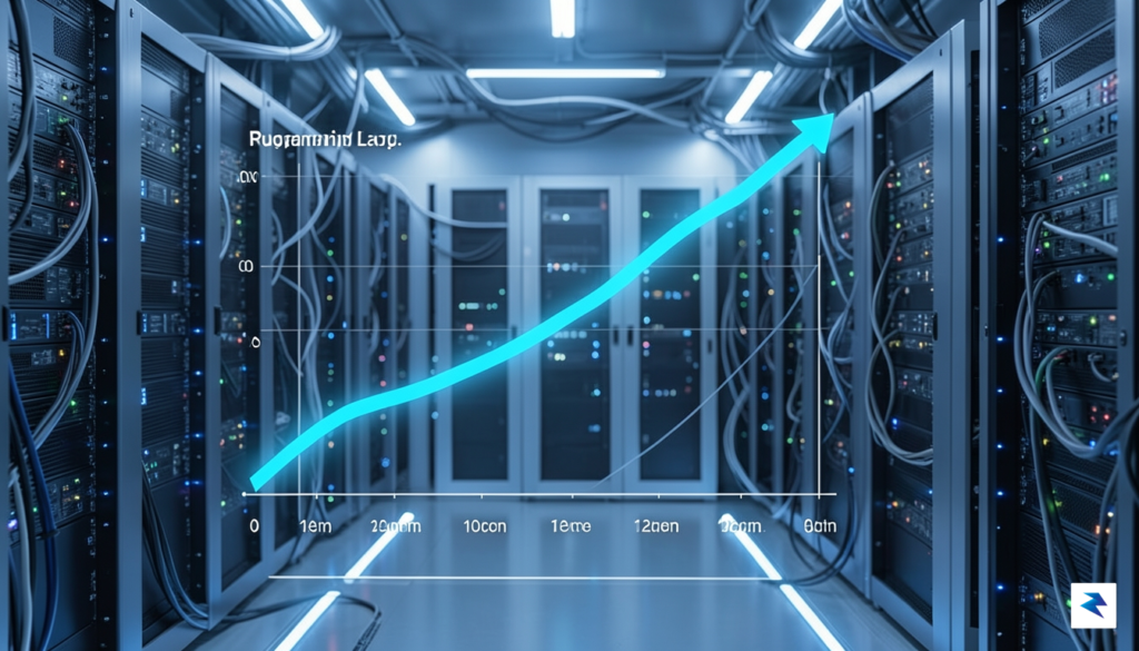 A modern, sleek data visualization showing a line graph where…
