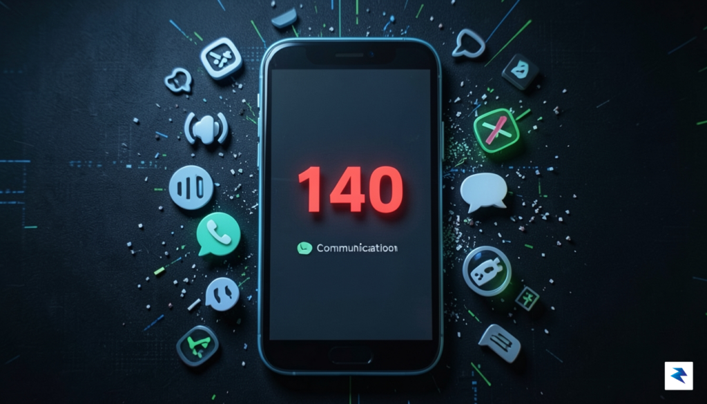 A conceptual illustration showing a smartphone screen with a '140'…