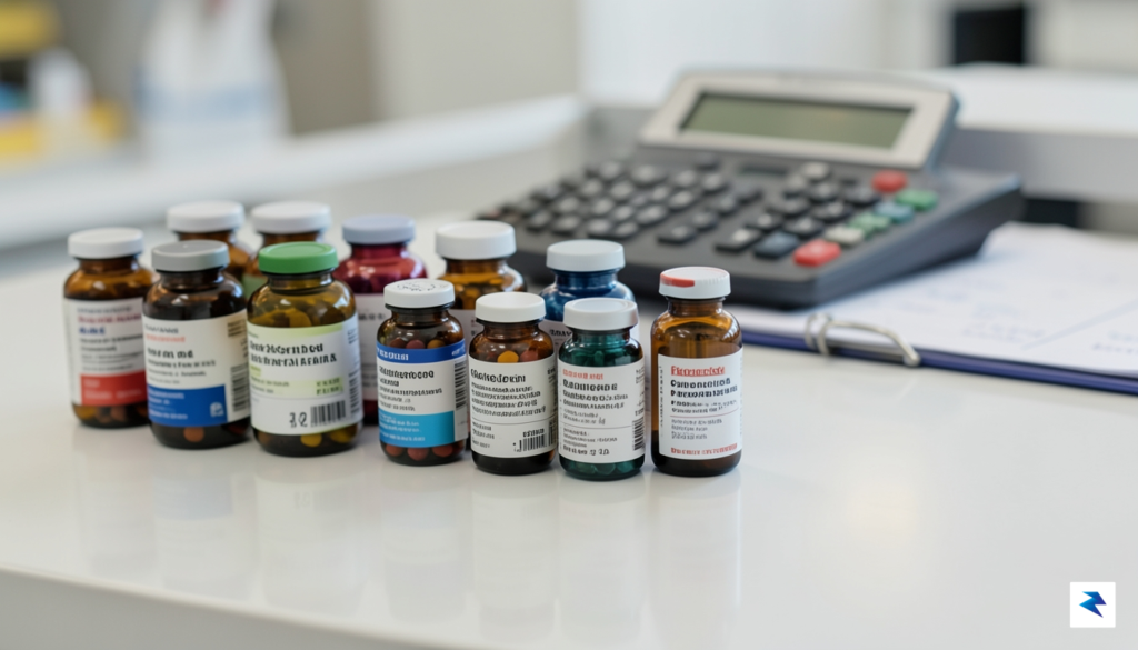 A close-up, high-definition photo of a variety of prescription pill…